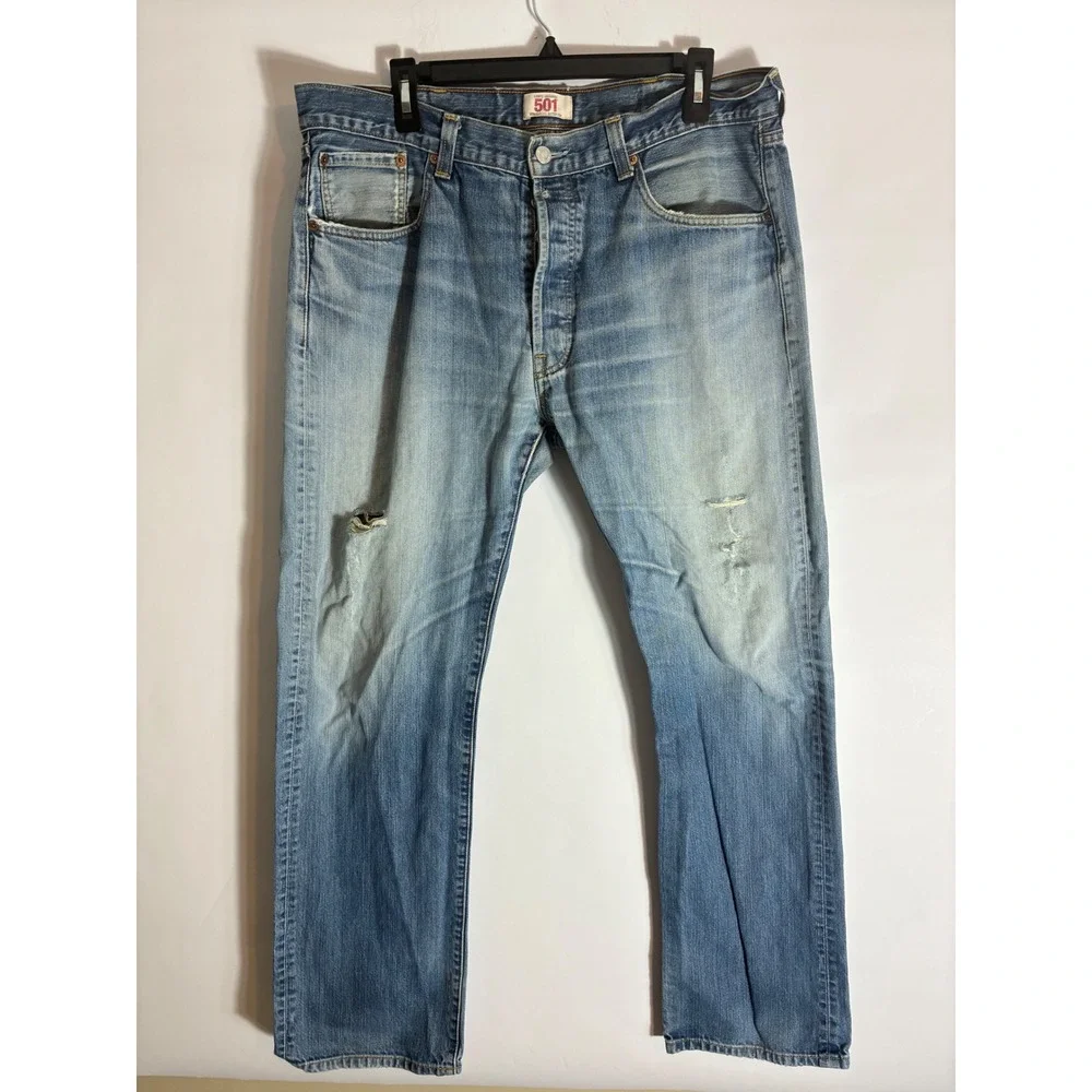 Levis 501 Original Straight Leg Button Fly Jeans Blue Denim 38x34 Mens Vintage